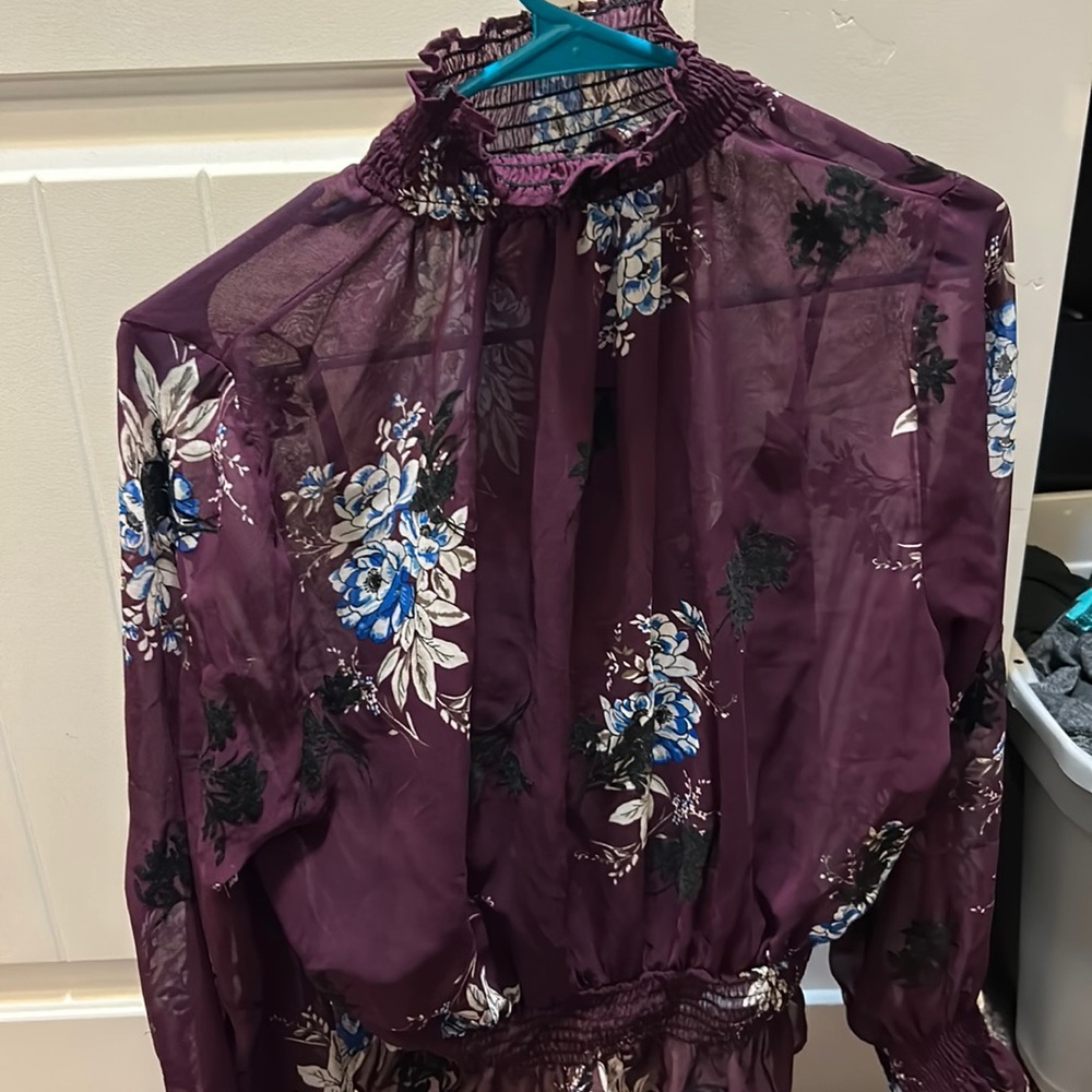 Plum floral lace blouse size XL